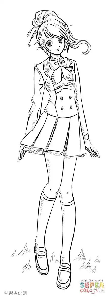 日本动漫简笔画女