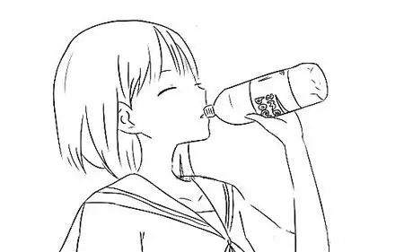 女生喝水的简笔画,儿童女孩喝水的简笔画画法图片,可爱的女孩喝水图片