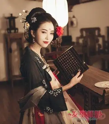 古代美女的发髻古代的盘发发型中,这款算是素雅型的女子造型了