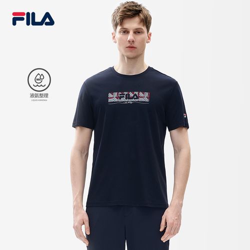 fila斐乐官方cross over棉针织短袖男款logo印花夏季新款经典t恤
