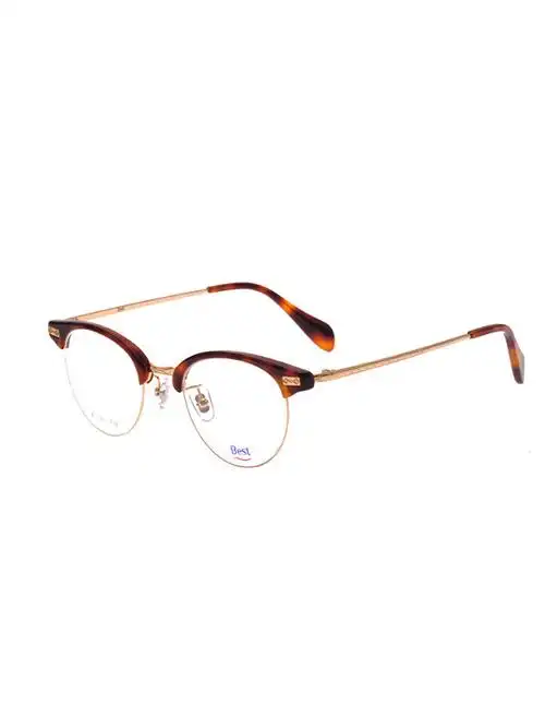 best宝视达复古眼镜框女个性半框圆脸近视架b3hdhs008