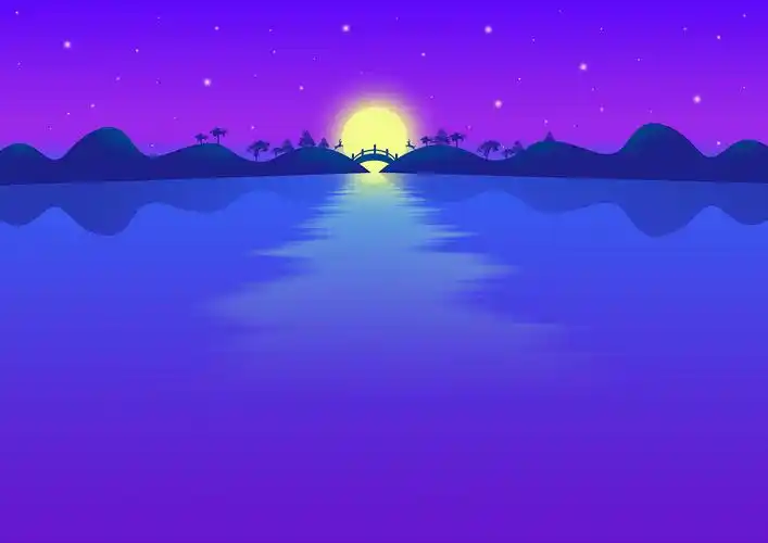 唯美蓝色海景插画