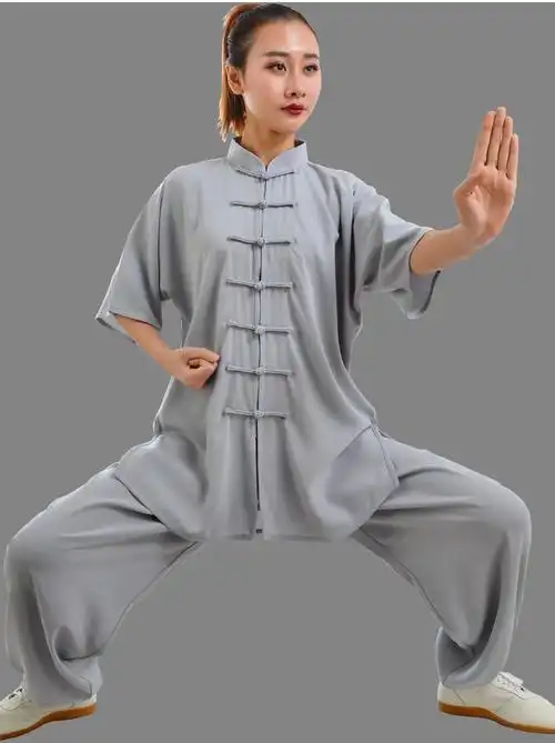 武极堂同款太极服中短袖春夏棉加丝男女晨练中老年武术表演太极拳服装