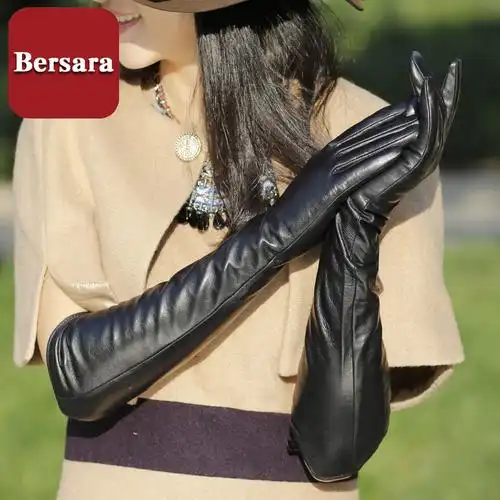 加长款真皮长手套女士触屏 秋冬季保暖加绒加厚羊皮长筒手臂套