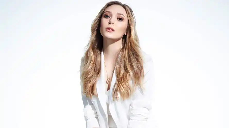 白色深v伊丽莎白·奥尔森(elizabeth olsen)壁纸