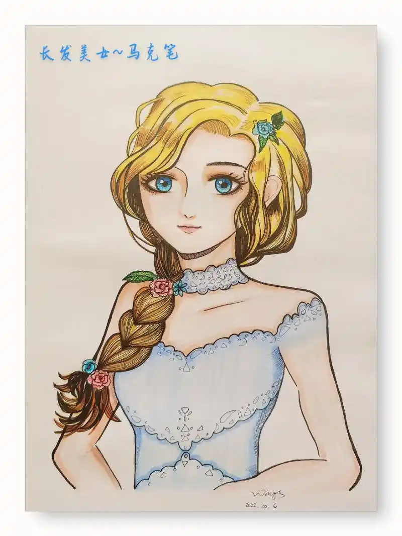 艺术 #绘画 #人物肖像 #马克笔 #绘画过程 :水清梦蓝 - 抖音