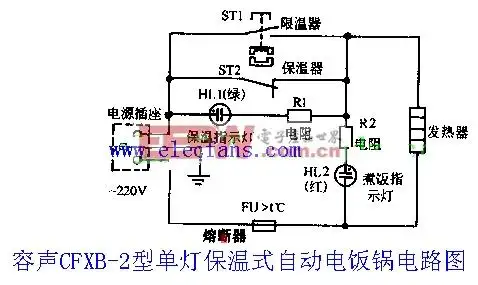 容声单双灯保温式电饭锅电路图cfxb
