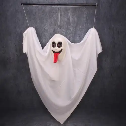 声控震动鬼叫声关门鬼眼睛发光吓人门后鬼万圣节布置摆件灯光大鬼