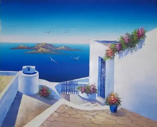 求爱琴海的高清油画大图 是有三联画的那种 或者有下面这幅的高清