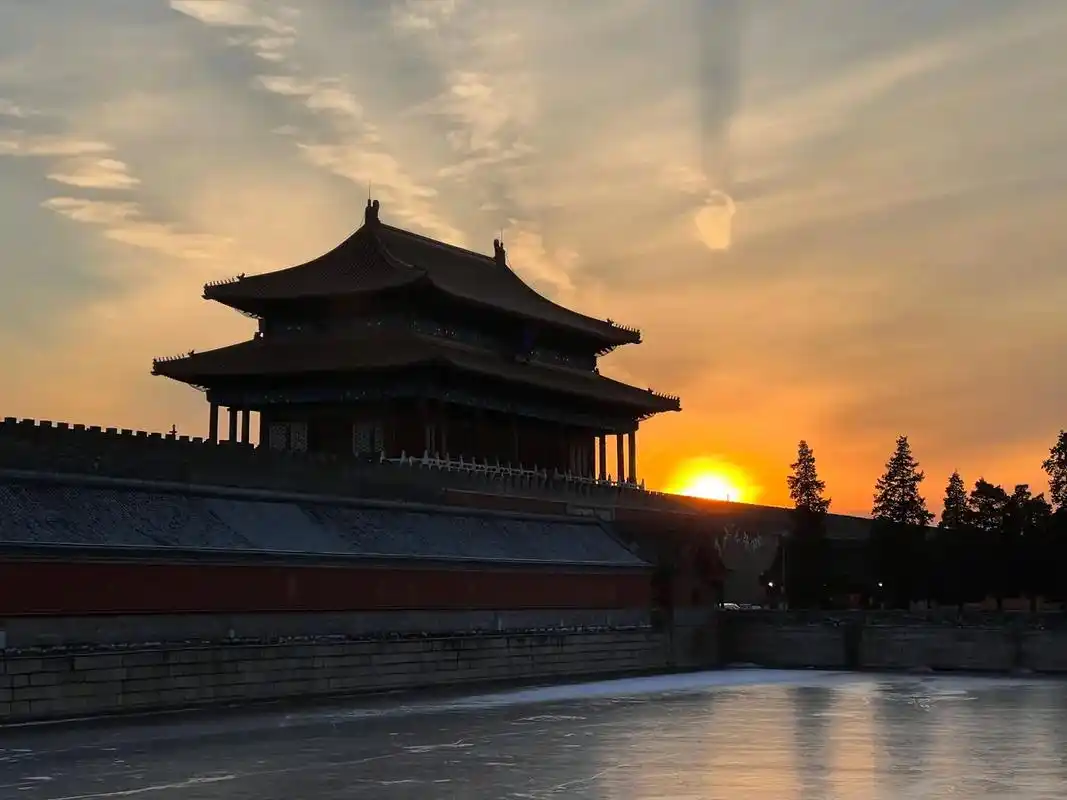 夕阳下的故宫博物院