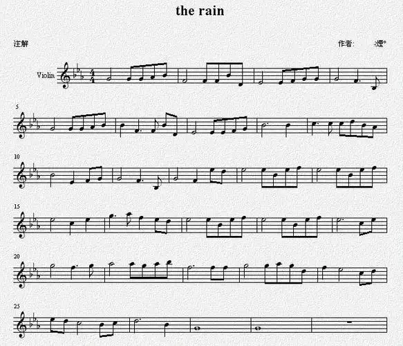 把the rain的小提琴谱发给我好吗?