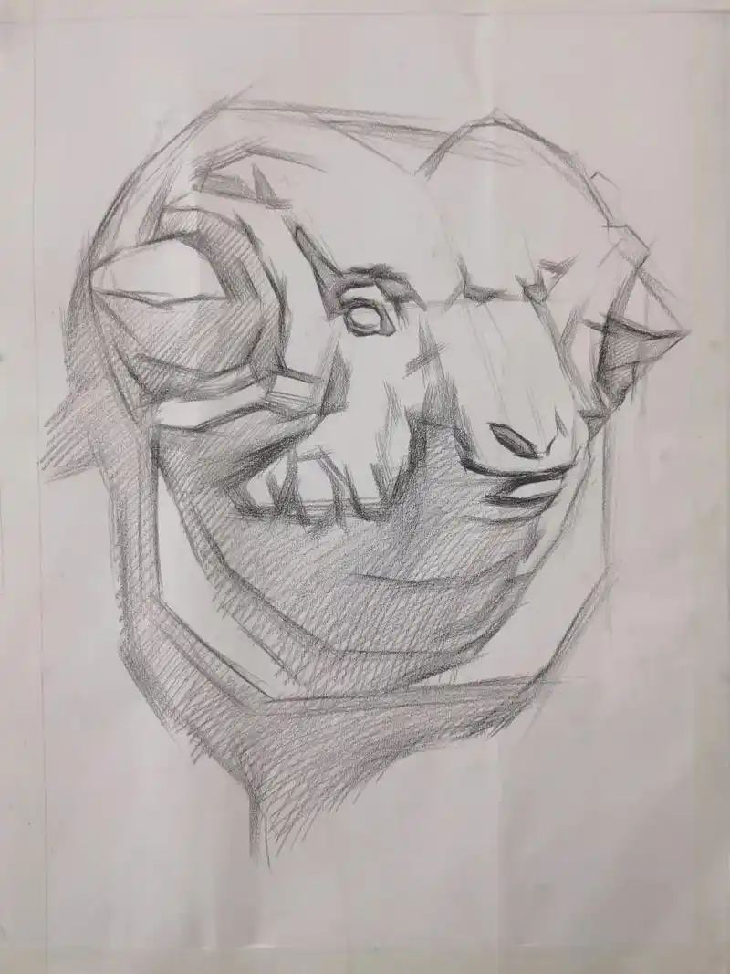 打基础 #石膏羊#素描石膏  - 抖音
