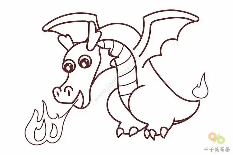 喷火龙简笔画图片_恐龙简笔画