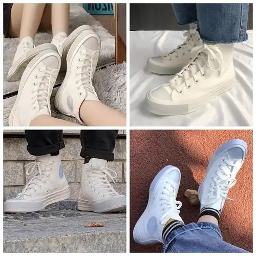 纯原1970s张艺兴联名青花瓷高帮帆布鞋夜光果冻底腰果花男女板鞋 花卉