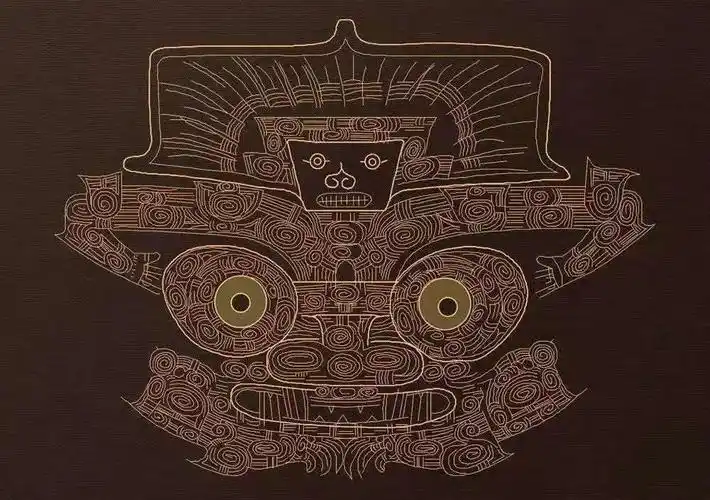 它的神徽,就是那个神人图案,反正解读不一样,总之类似于良渚文化的