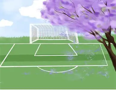 绿色 小清新 毕业操场 蓝花楹手绘图