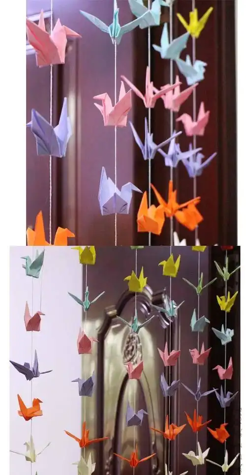 千纸鹤折纸成品穿线千纸鹤挂件装饰房间折千纸鹤的夜光纸荧光 15厘米