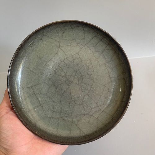 宋代高古老窑瓷器官窑开片盘子古玩收藏老古董早期民间收藏