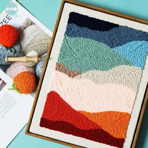 画包工艺成品挂画材料戳戳毛线diy手工装饰画工艺画