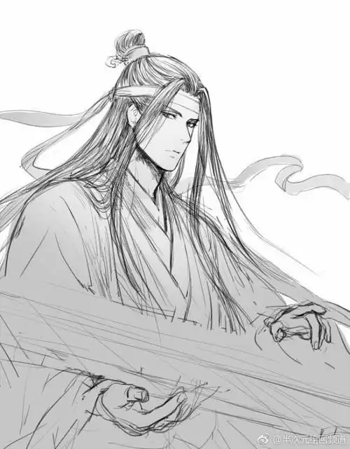 魔道祖师手绘线稿简笔画
