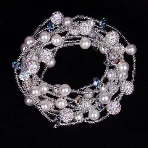 手链inlady小众设计珍珠饰品一线姻缘9圈夸张手链