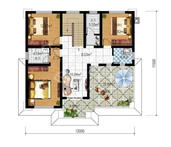 >新中式二层130平农村别墅设计图纸,别具一格!