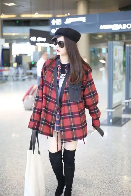 戚薇过膝长靴机场美艳写真图片 气场十足