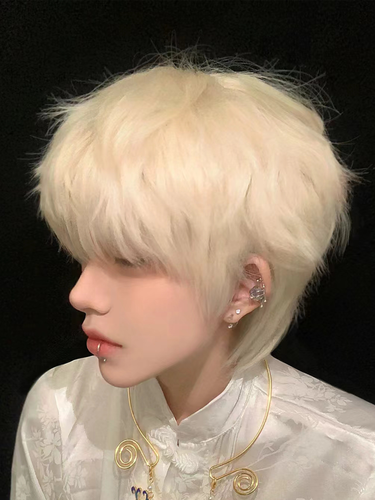 新品假发男少年感短发日常气白金色齐海碎盖刘新头中式发型整顶帅