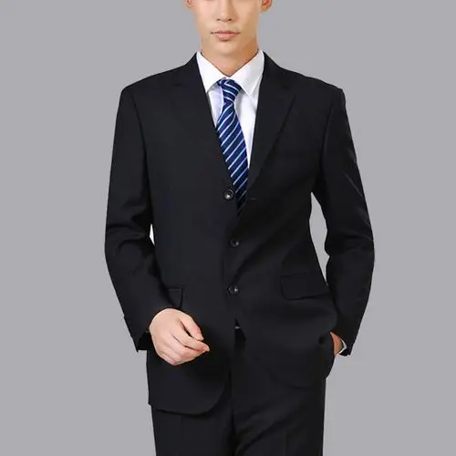 工作服男西服套装_四季中年工作西服套装男士中老年休闲宽松西装职业