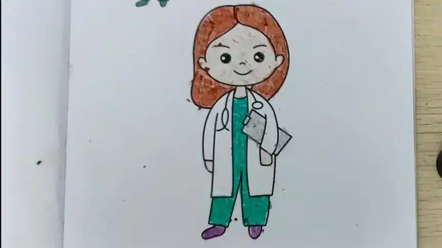 儿童色彩画启蒙教程,幼儿学画画,填色,医生
