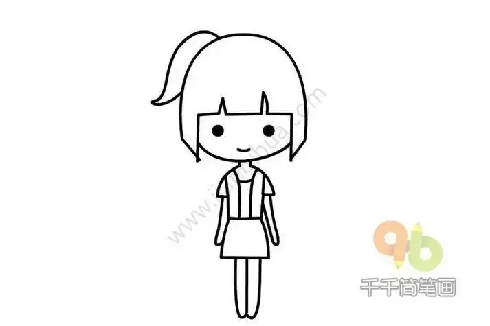 画小女孩简单又可爱怎么画简笔画教程绘画吧-画画马尾女生简笔画怎么