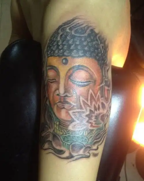 彩色佛头纹身图片_成品手臂传统宗教鬼神纹身图案(3)_海南省海口市