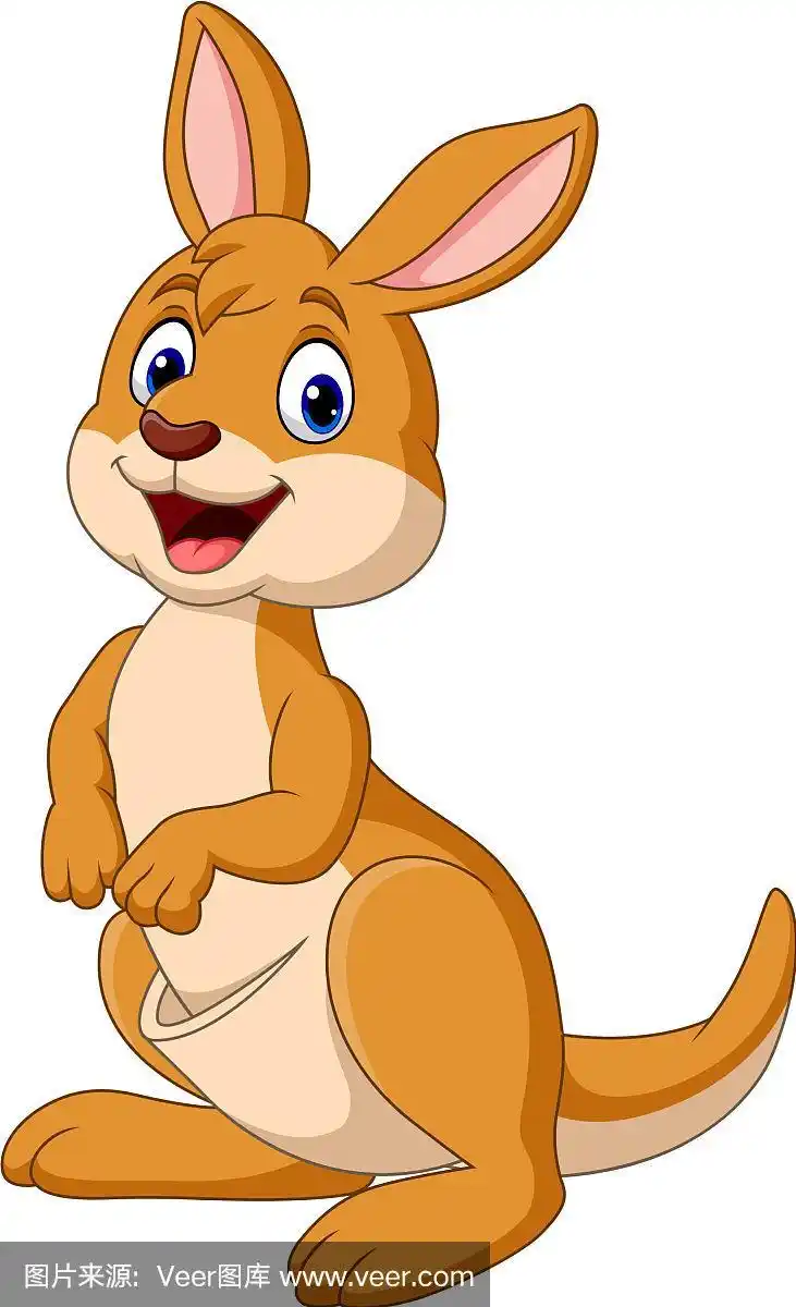 卡通快乐袋鼠孤立