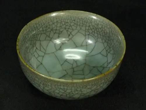 王女☆京都収蔵家蔵 南宋 官窑冰裂文茶碗 时代箱 中国古玩骨董古