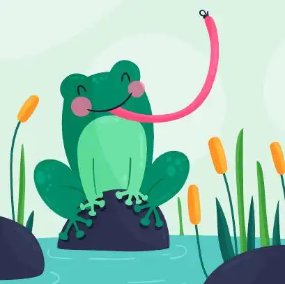 创意池塘青蛙捕食矢量素材