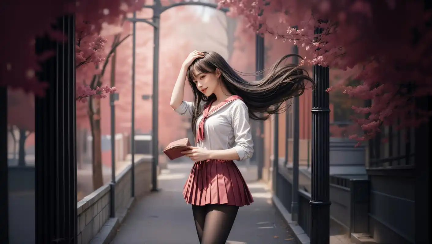 ai美女图片##ai美女写真# #ai美女壁纸# 每日ai美女秀	粉色水手服的