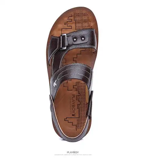 花花公子2016夏季男士凉鞋真皮沙滩鞋男透气休闲牛皮凉鞋凉拖男鞋