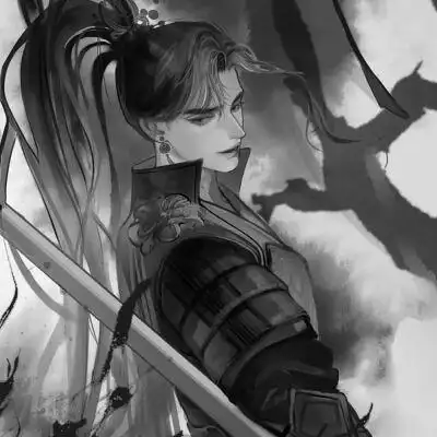 漫画古风男生头像黑白高清图片