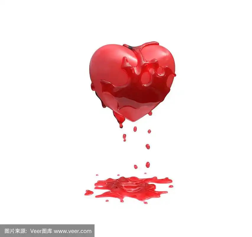 红色爱的心在白色的地板上流血