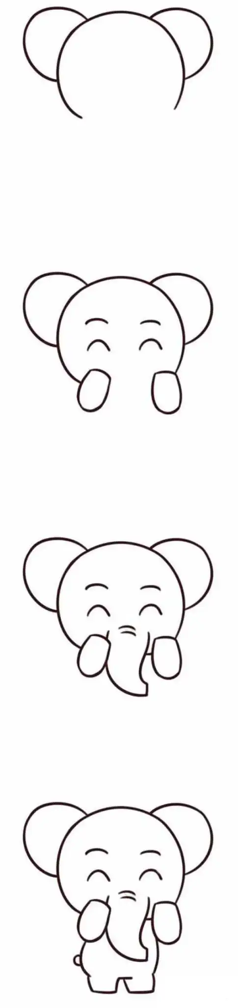 可爱大象简笔画画法图片步骤