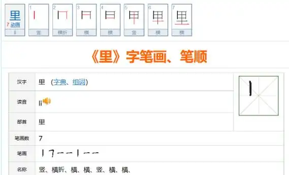 里的笔顺笔画顺序那面是面儿