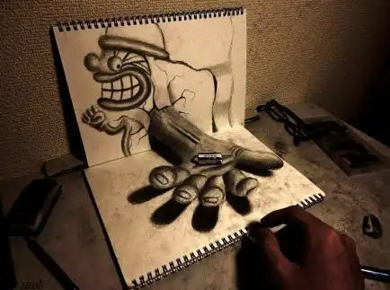 纸上3d立体素描画 让人惊奇的创意