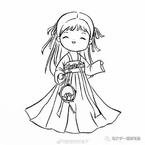 古风人物简笔画手抄报汉服 简笔画图片大全-蒲城教育文学网