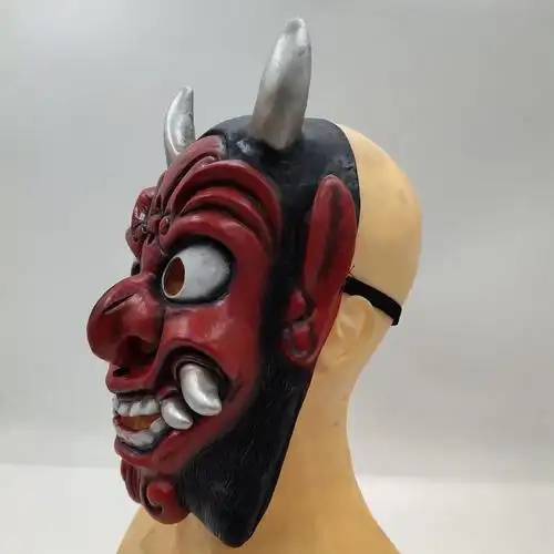 般若面具cos阴阳师 万圣节恐怖日本鬼首脸 能剧面罩乳胶般若面具