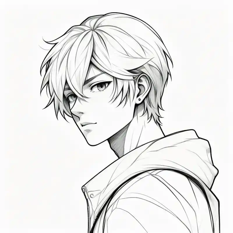 96 男性侧脸黑白素描头像 94 探索男性侧脸的深邃与魅力,通过黑白