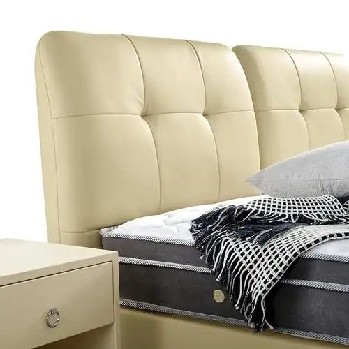 雅兰真皮双人包床1.5m1.8米现代简约卧室实木床架皮艺床