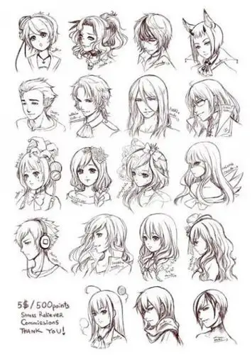 动漫人物头发练习素材 - 堆糖,美图壁纸兴趣社区