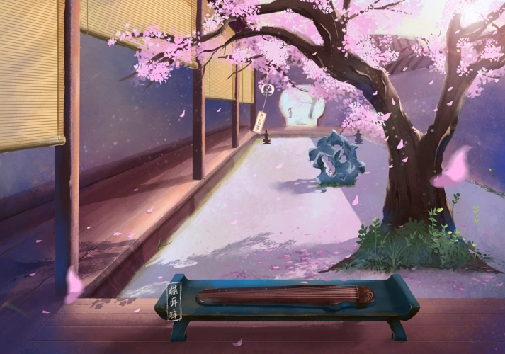 插画习作古风庭院