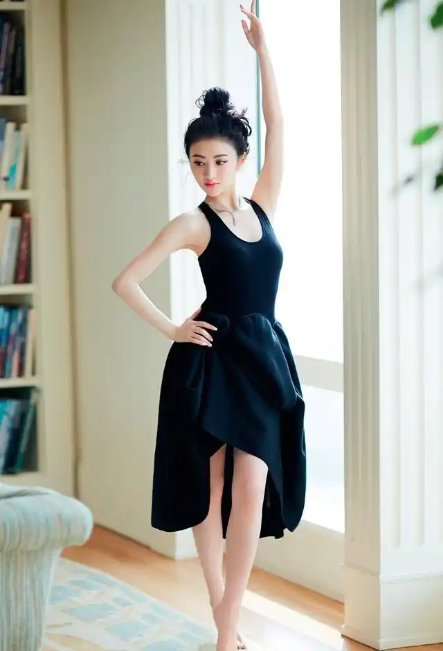 景甜淡妆芭蕾摆拍,气质高雅,性感十足,太迷人