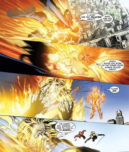 在2009年漫画《复仇者/侵袭组》#6中初代"霹雳火"吉姆.